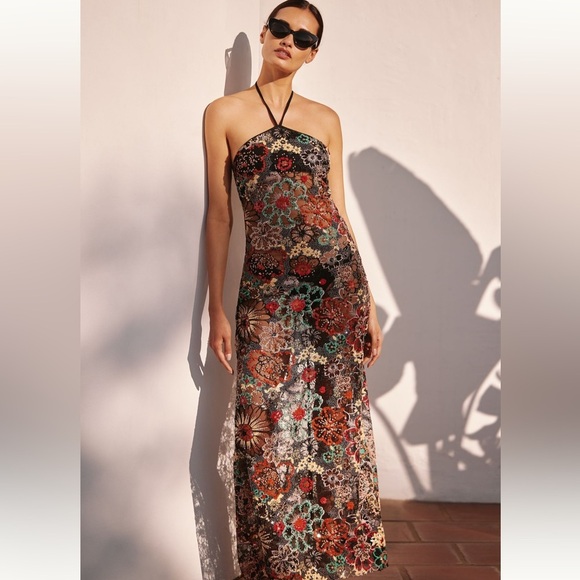 NEW WITH TAGS AGUA BENDITA SARI HALTER MAXI DRESS - Picture 1 of 9